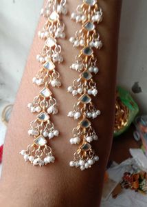 Elegant Pearl &amp; Kundan Drop Earrings