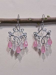 Dangling Pink &amp; Crystal Earrings