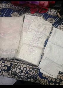 Elegant White Sequined Kurta Set
