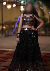 Stunning Black Sequin Lehenga Choli Set