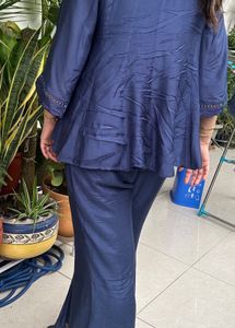 AACHO Blue Embroidered Co-ord Set
