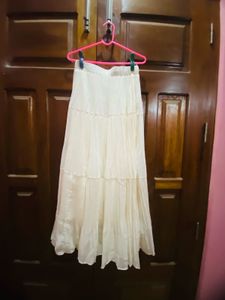 Cream Tiered Maxi Skirt