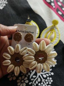 Boho Chic Shell &amp; Beaded Earrings Set