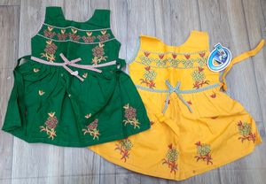 Frock With Thread Work 🧚‍♀️ ( Pack Of 2 )