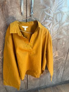 H&m Mustard  Collared Long Sleeve Top