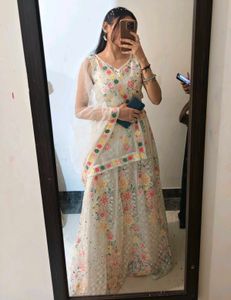 Embroidered Lehenga Choli Set Mirror work
