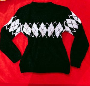 Black Argyle Knit Sweater