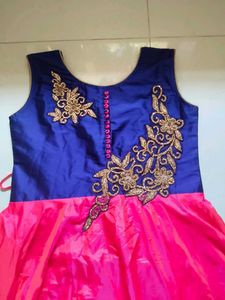 Designer Royal Blue &amp; Pink Anarkali Gown