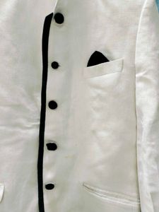 White Nehru Jacket with Black Trim