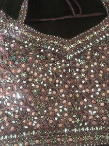 Mauvish Brown Lucknowi Chikenkari Lehenga