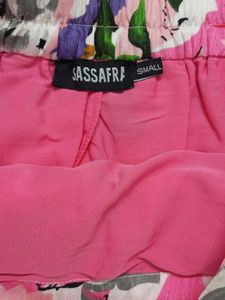Pink Floral Pleated Skirt