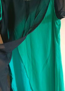 Georgette Teal &amp; Green Kurta