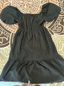 Chic Black Puff Sleeve Mini Dress