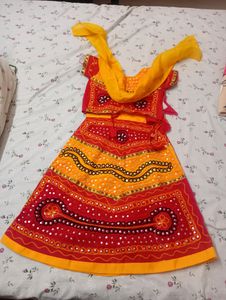 Yellow And Red Colour Radha Rani Dress