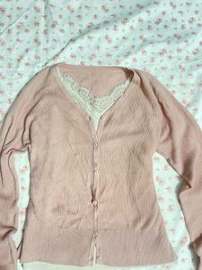 Chic Lace Trim Cardigan