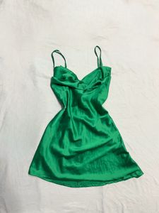 gorgeous green satin dress