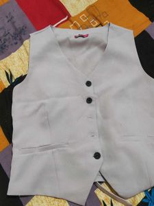 Women's Grey V-Neck Button-Up Vest