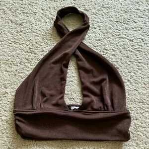 H&M Brown Halter Neck Top