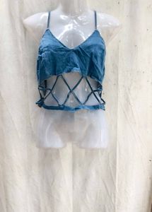 32209. Stylish Denim Crop Top