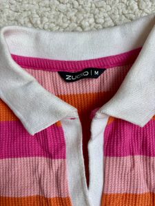 Striped Polo Crop Top