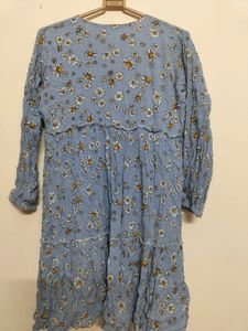 Light Blue Floral Tiered Dress