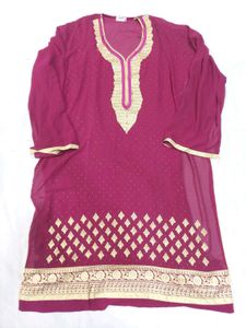Stylish Pink Embroidered Sharara Suit Set
