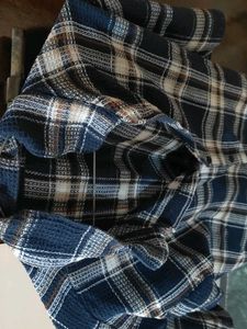 Blue Plaid Short Sleeve Button-Up Shirt
