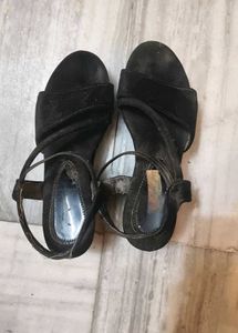 Black Wedge Sandals