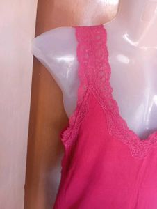 Pink Lace Trim Cami Top