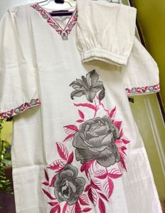 Elegant White Floral Kurta