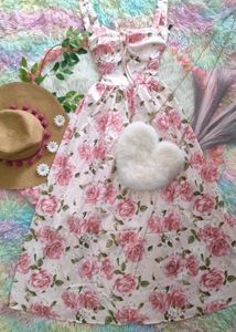 Vintage Rose Print Midi Dress