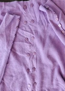 Lilac Ribbed Button-Up Sweater