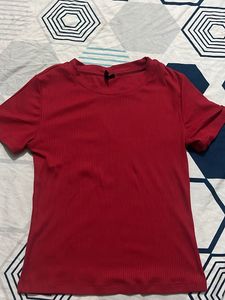 Ribbed Red T-Shirt