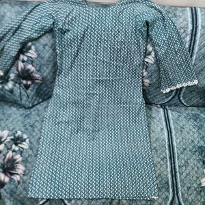 Beautiful Teal Floral Lace Kurti