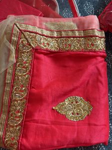 Elegant Pink & Gold Embroidered Saree