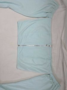 PEOPLE Light Blue Off-Shoulder Long Sleeve Top