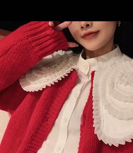 Asymmetry Big Collar White Blouse
