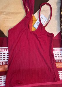 sugathari women’s maroon criss cross front ribbed
