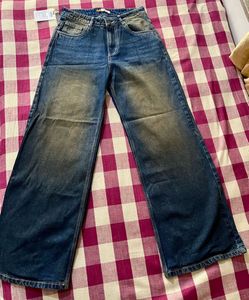 Vintage Wash Wide Leg Jeans