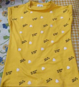 Yellow Heart Print T-Shirt