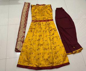 Yellow &amp; Maroon Salwar Kameez