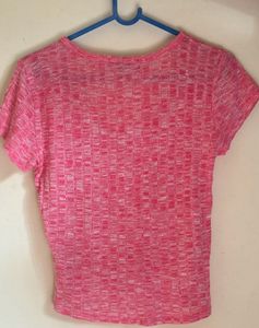 Pink Textured Button-Up Top