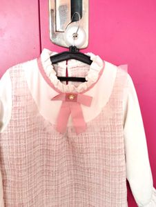 Cute Pink Tweed Girls Dress
