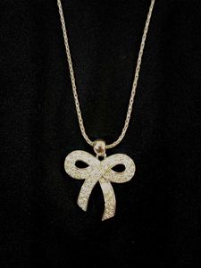 Anti tarnish Sparkling Bow Pendant Necklace
