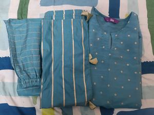 Blue Kurta Set with Pants &amp; Dupatta