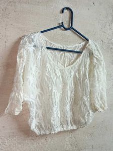 Sheer White Lace Crop Top