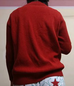Red Zip-Up Knit Jacket