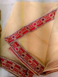 Elegant Net Saree embellished border with shi