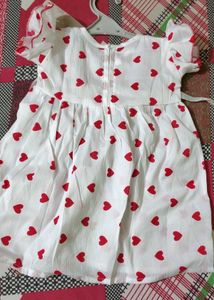 Cute White Dress with Red Hearts
