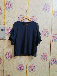 Chic Black Ruffle Sleeve Blouse